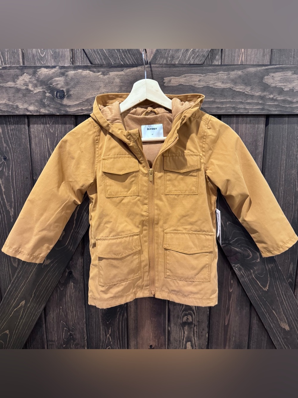 Old Navy Caramel-Tone Hooded Utility Jacket 5t water resistant